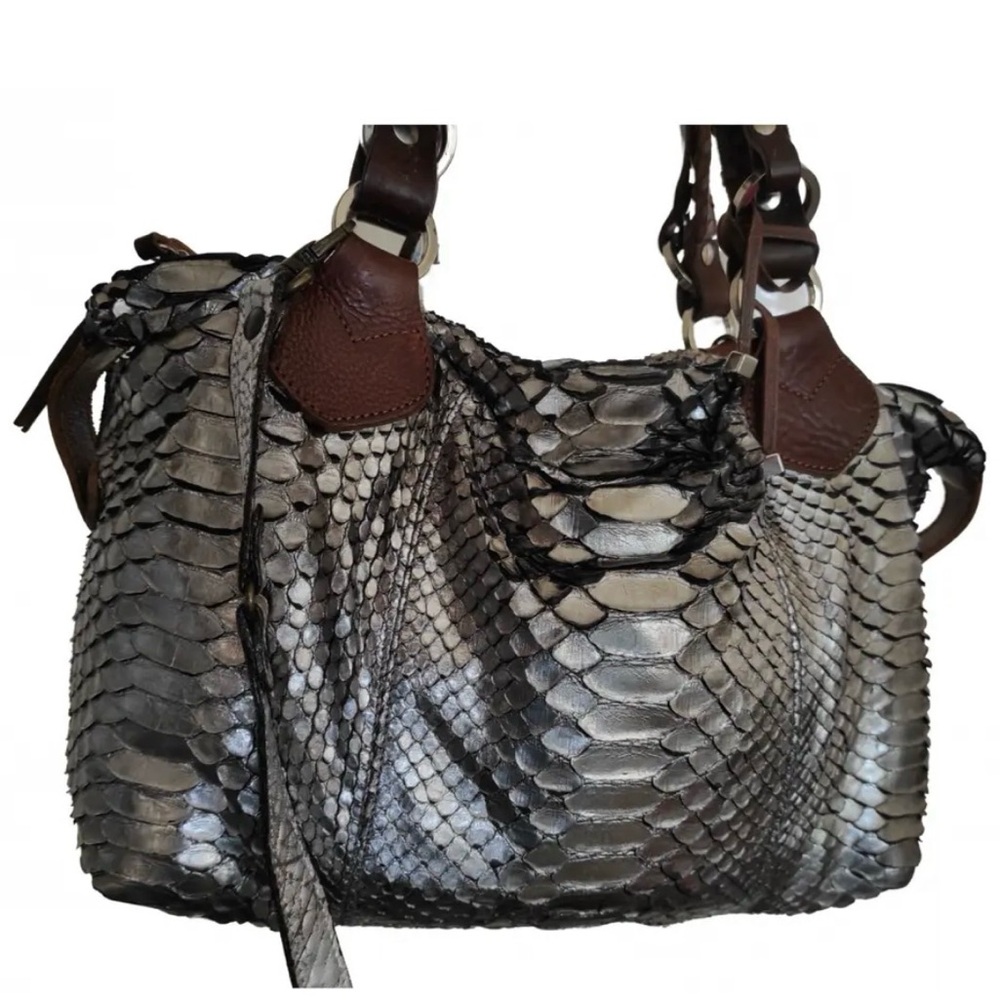 Python 🐍 Silver Snakeskin Shoulder Bag